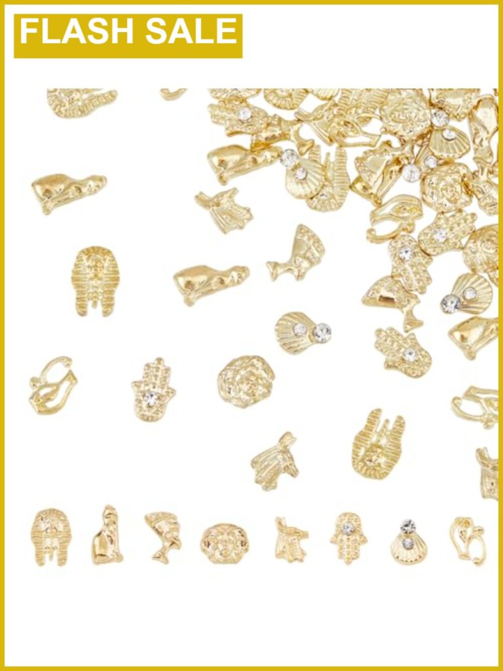 96 Pcs Gold Nail Charms Gems Egyptian 3D Vintage Nail Art Decorations